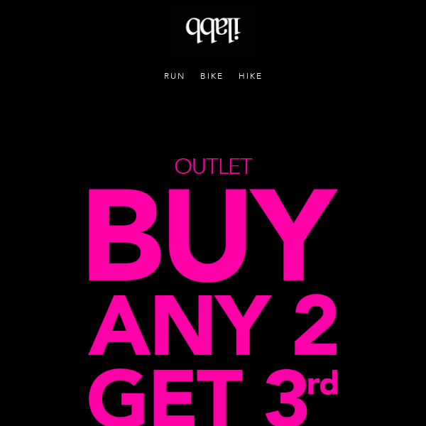 OUTLET: Buy 2 items, get 3rd free!