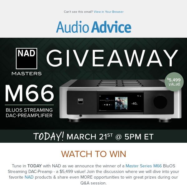 👀Watch & Win! Live with NAD TODAY @ 5pm ET 🏆