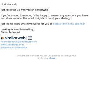 SimilarWeb, are you available tomorrow?
