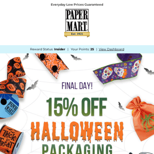 Final Day! 15% Off Halloween Packaging