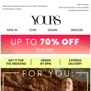 Up to 70% OFF Continues