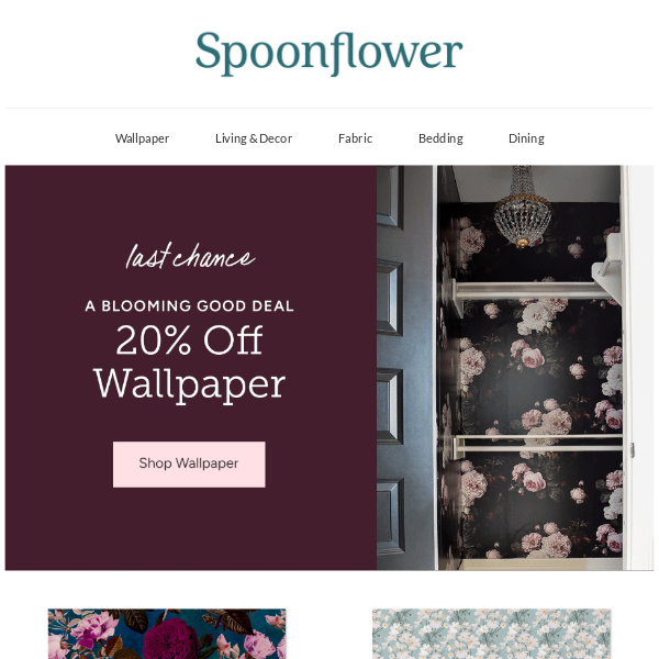 This blooming good 20% off wallpaper sale ends tonight 🌷