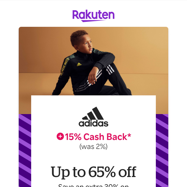 Adidas: Up to 65% off + 15% Cash Back - Rakuten US