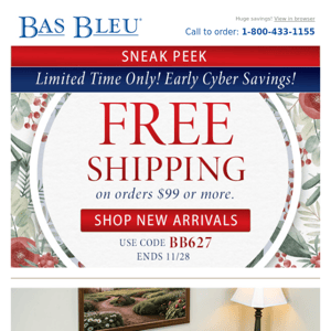 Sneak Peek: Free Shipping! Cyber Savings