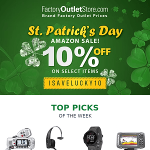 , Save 10% this St Patrick's day weekend. ☘️