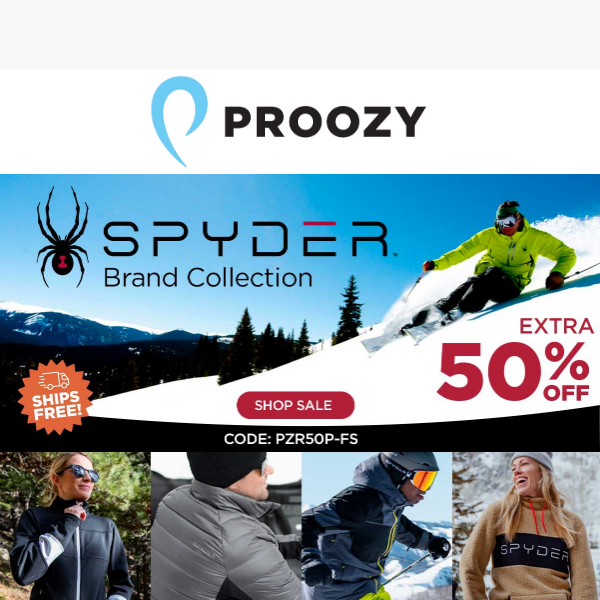 Extra 50% off + FREE Shipping on ALL Spyder ⛷️