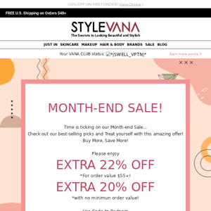 Ends soon! 20-22% OFF Month-end SALE at Stylevana!