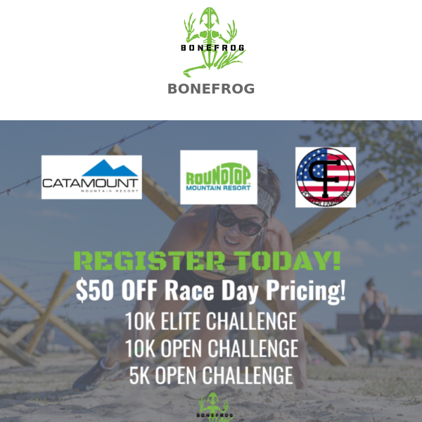 $50 Off Race Day Pricing