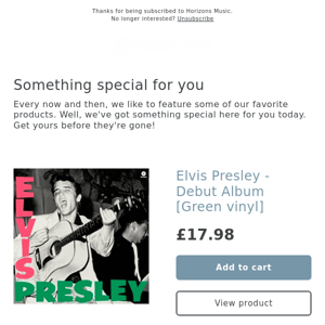 Out now! Elvis Presley - Debut Album [Green vinyl]