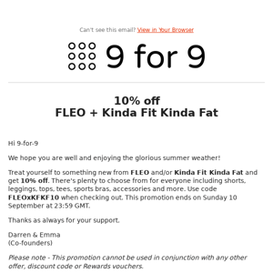 10% off FLEO + Kinda Fit Kinda Fat