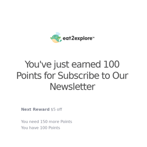 You've just earned 100 Points for Subscribe to Our Newsletter