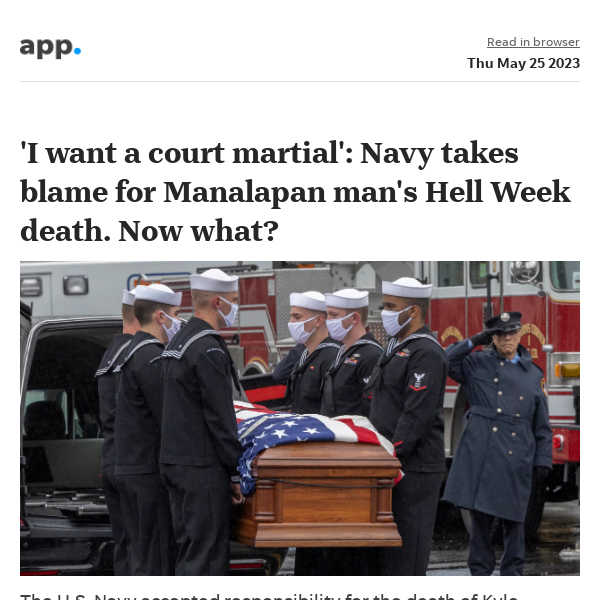 News alert: 'I want a court martial': Navy takes blame for Manalapan man's Hell Week death. Now what?