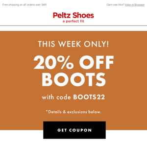 Start your day in comfort (and get 20% OFF Boots) >>>