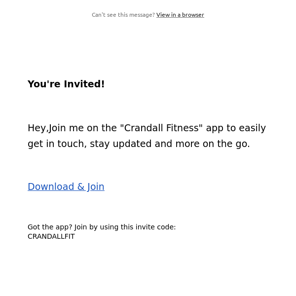 You're Invited to Join "Crandall Fitness" on the app!
