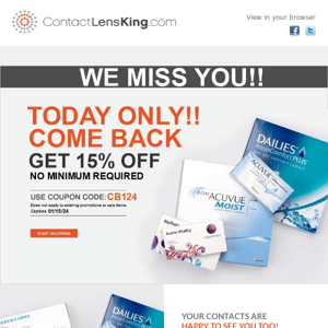 Get 15% Off Your Contacts Today!