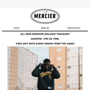 New Mercier Emerson relaxed tracksuits 7pm tonight! 🥶