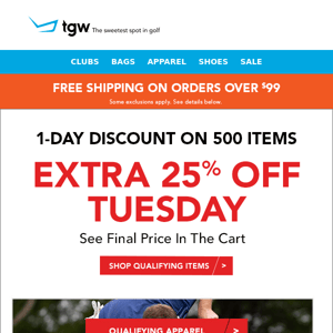 Extra 25% Off Tuesday On 500 Deals