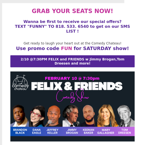 Reserve your FREE tickets for ALL STAR COMEDY tonight!