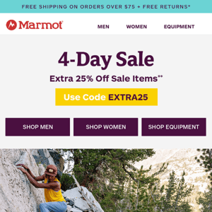 4-Day Sale starts now | Extra 25% Off sale