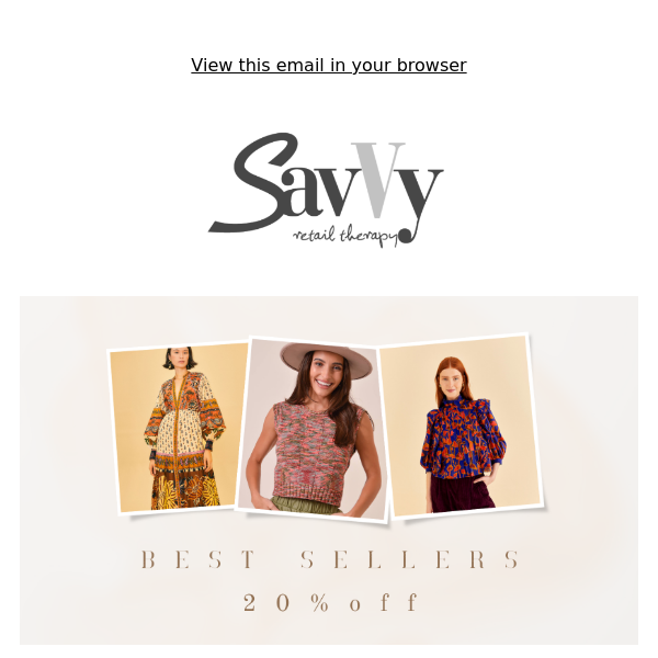 Savvy Bestsellers- 20% Off Promo