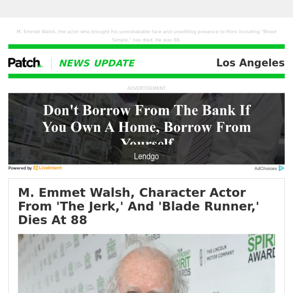 M. Emmet Walsh, Character Actor From 'The Jerk,' And 'Blade Runner,' Dies At 88 (Thu 12:16:32 PM)