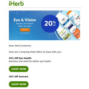 20% Off Eye Health and more 👀