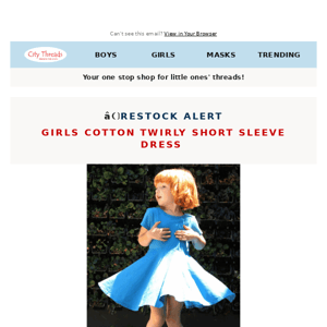 🛎️Restock Alert: Girls Cotton Twirly Short Sleeve Dress