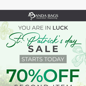 You're in LUCK 🍀 70% OFF Second Item!
