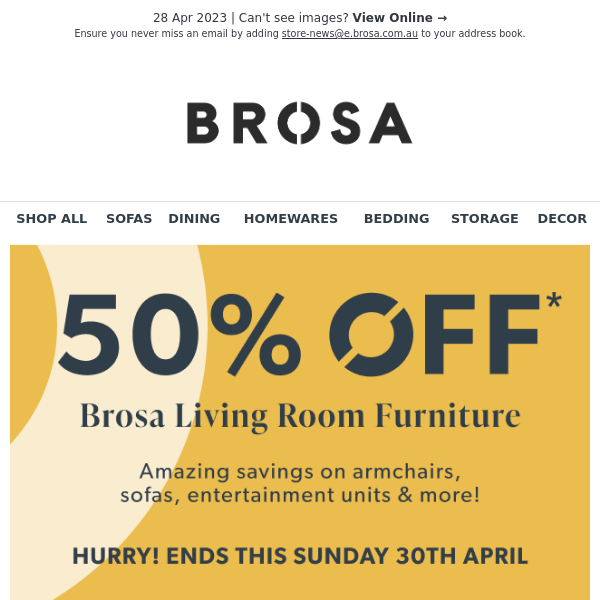 LAST CHANCE: 50% OFF Brosa Living Room Furniture