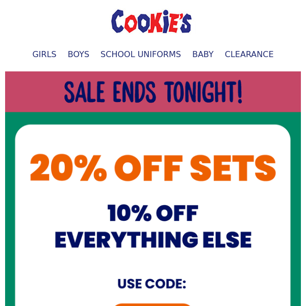 LAST CHANCE: 20% Off Sets and 10% Off Everything Else