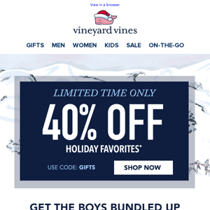 SALE: 40% Off Kids’ Holiday Styles