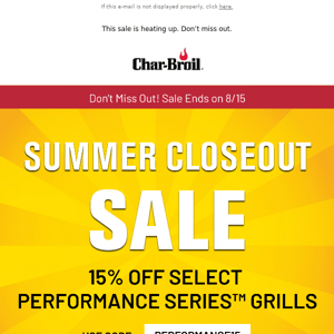 Don't Miss Out! 15% OFF Select Grills
