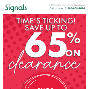 Hurry! Up to 65% off clearance