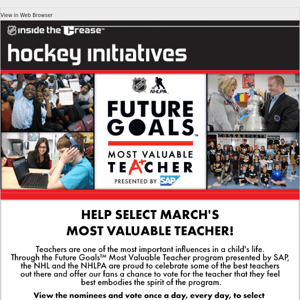 Vote now! Help select March's Future Goals Most Valuable Teacher presented by SAP