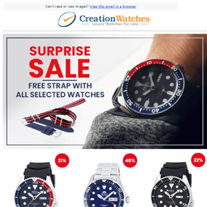 Surprise Sale: Buy Any Watch and Get a Strap Free