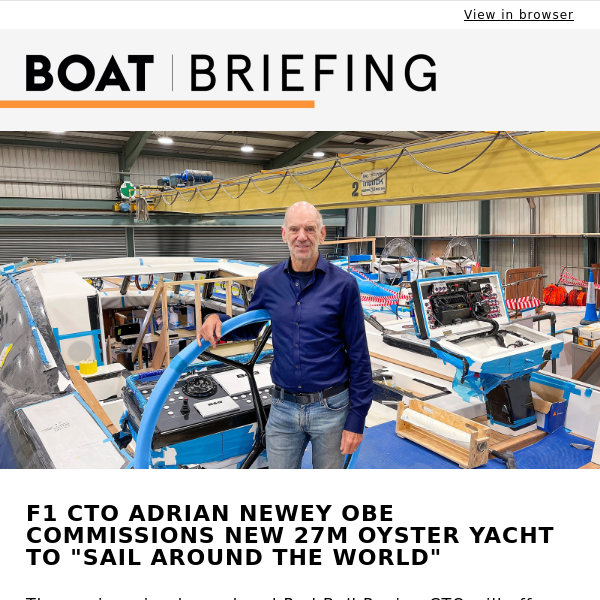Formula One CTO Adrian Newey commissions new Oyster 885