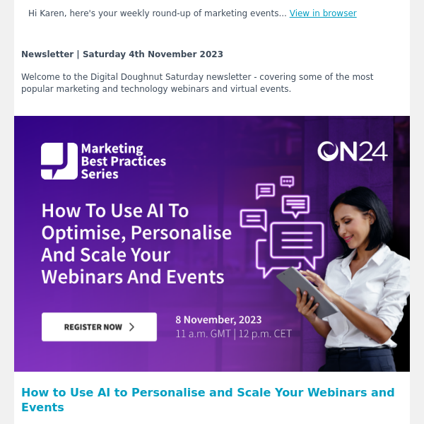 Webinars & Events: Utilising AI for Customer Experience, Webinars, Events + Much More