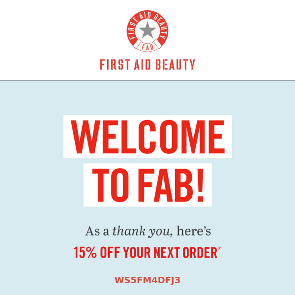 Enjoy 15% Off! Welcome to FAB!