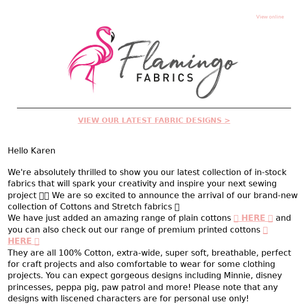 Flamingo Fabrics 🚨New fabrics alert🚨 Cottons, Stretch fabrics & more🧵