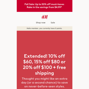 Extended! Up to 20% off