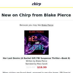 New on Chirp from Blake Pierce