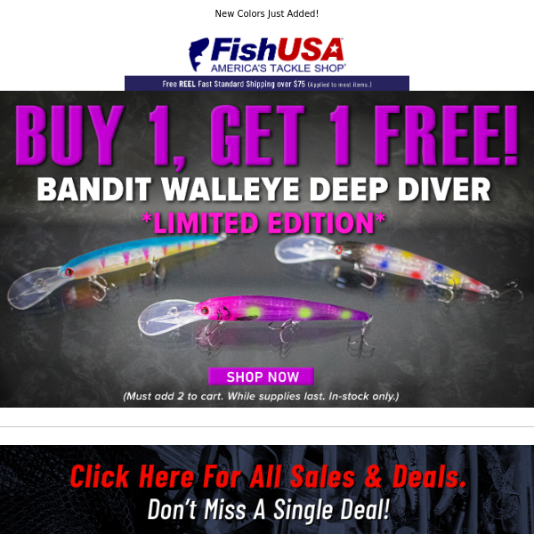 Buy 1, Get 1 Free Bandit Walleye Deep Diver Limited Editions! - Fish USA