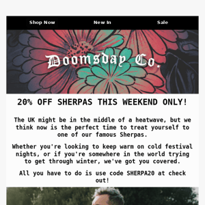Don't miss your chance to get 20% off Sherpas!