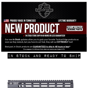 Lighter, stronger, most adaptable WRS rail to date.....the WRS-ALPHA rail is back in stock.