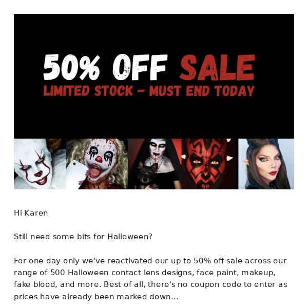 RE: 50% Off Halloween & guaranteed delivery 👻🎃