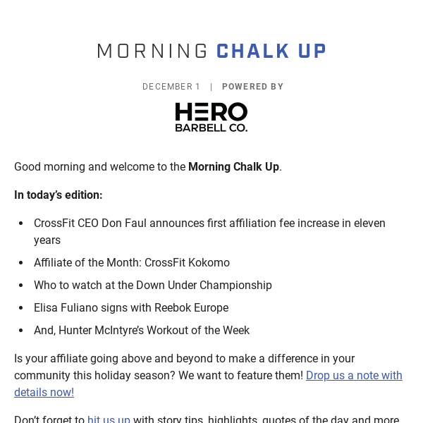CrossFit LLC Announces Affiliation Fee Increase - Morning Chalk Up