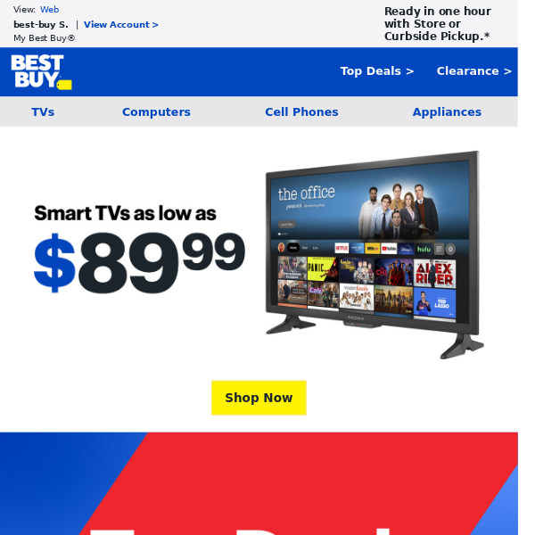 Smart TVs starting at $89.99!
