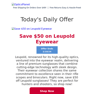 Get $50 Off Leupold Eyewear