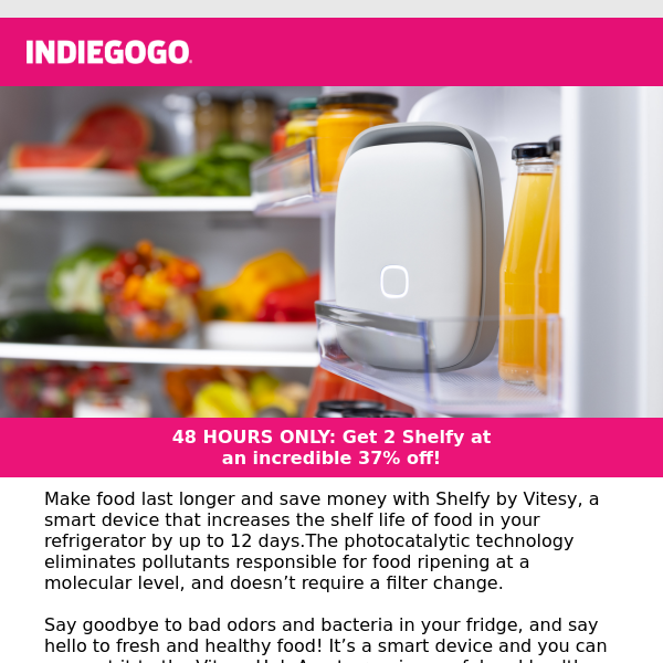 Live NOW on Indiegogo: Flash deal on Shelfy, the solution to food waste -  Indiegogo