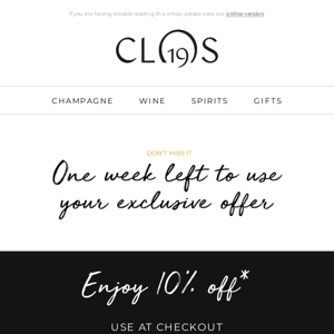 Clos19, your Clos19 gift is still waiting for you
